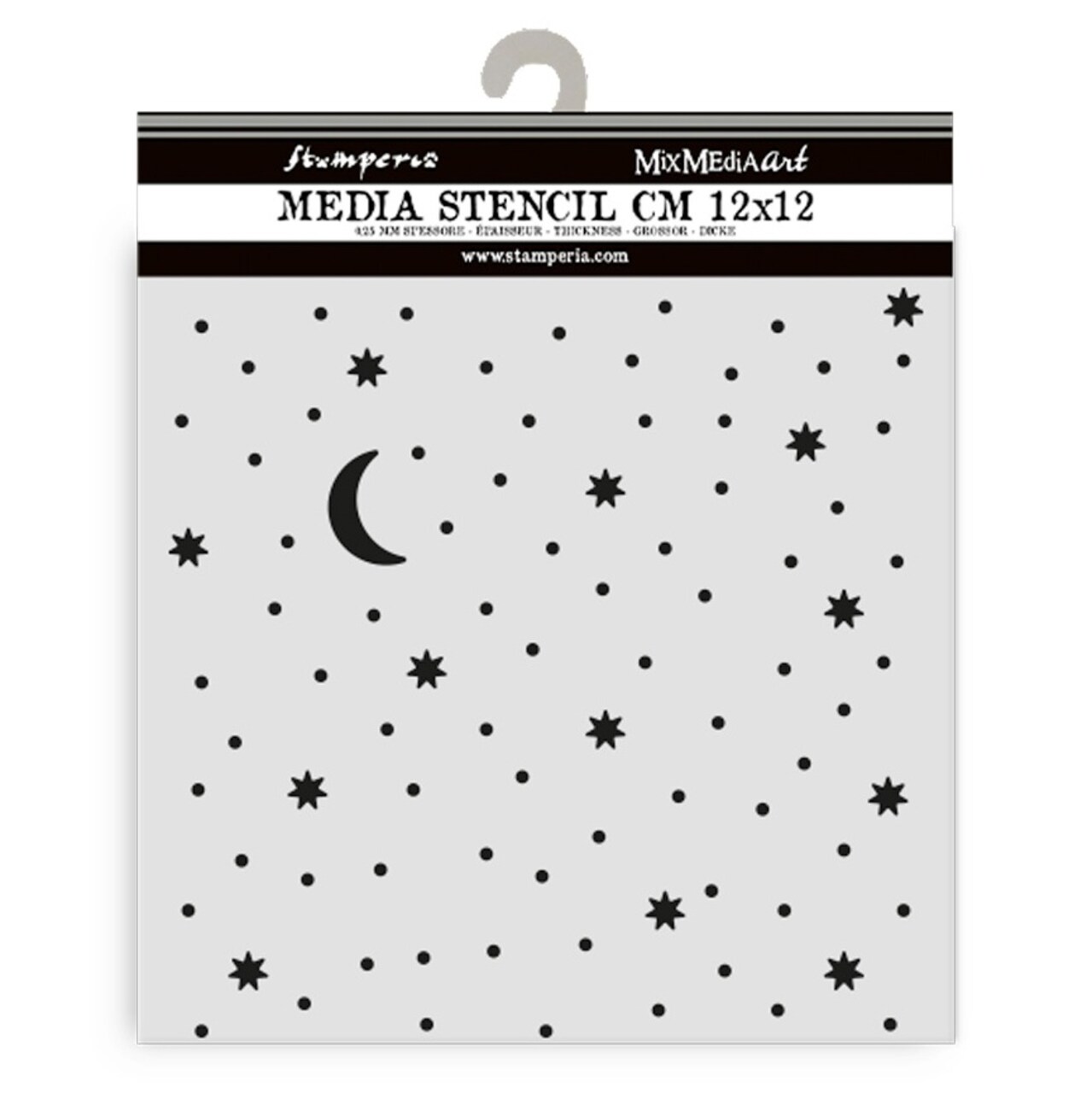 Stamperia Stencil 4.72"X4.72"-Alice In Christmas Stars And Moon